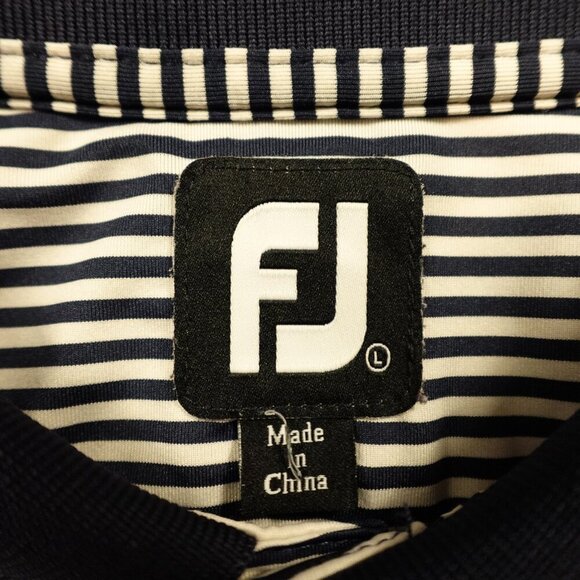 Footjoy performance polo shirt men's‎ large black white stripes - Picture 2 of 10